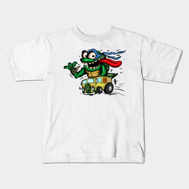 Turtle Fink Leo Kids T-Shirt by Just Reese Art